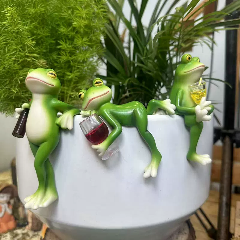 Plant Parents - Zeitgenössischer Frosch-Pflanzgefäß aus Kunstharz, kreativ handgefertigt,