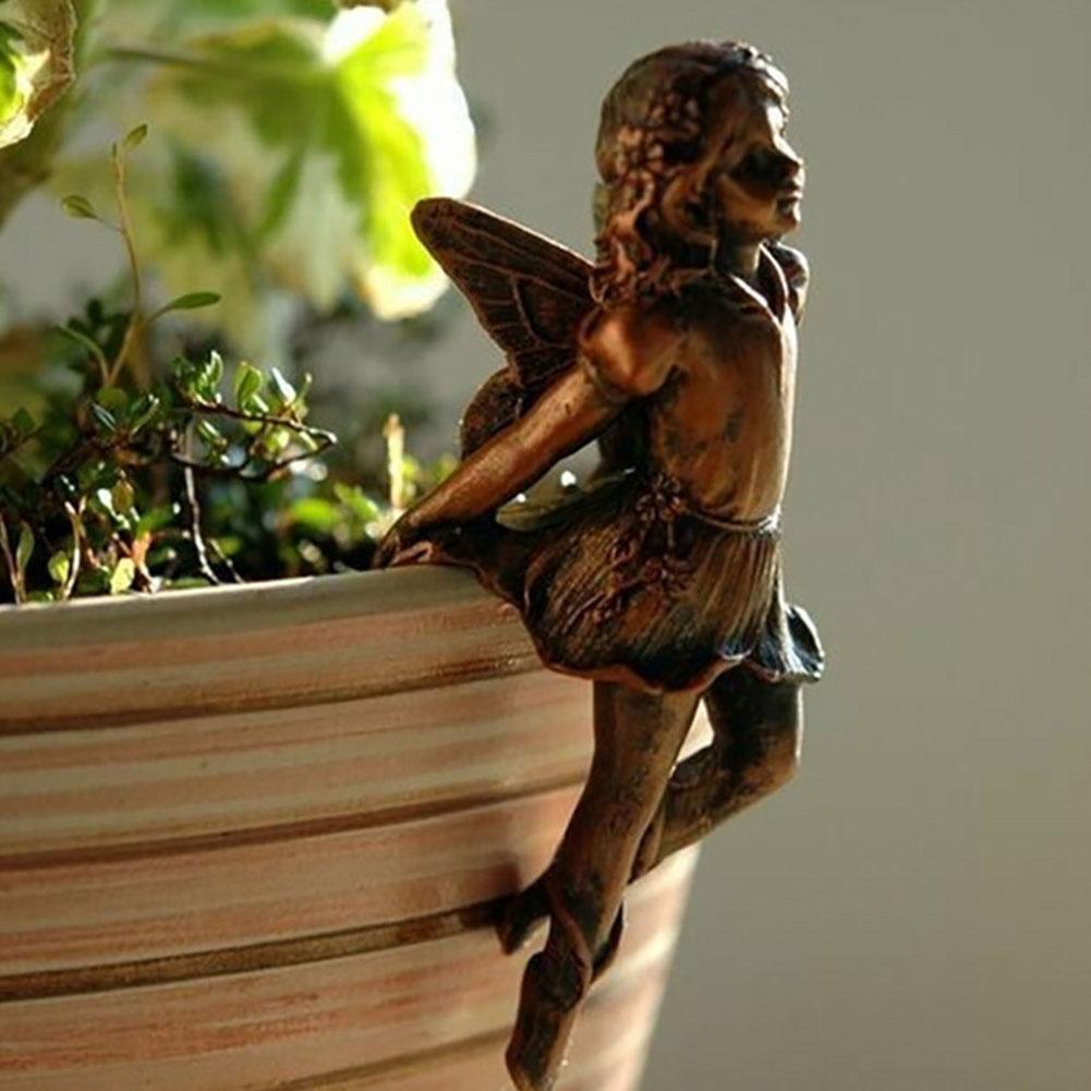 Plant Parents - Miniatur-Feen Topfverzierer Garten-Pflanzgefäß-Hänger Harz Vintage Feen-Engel-Statue