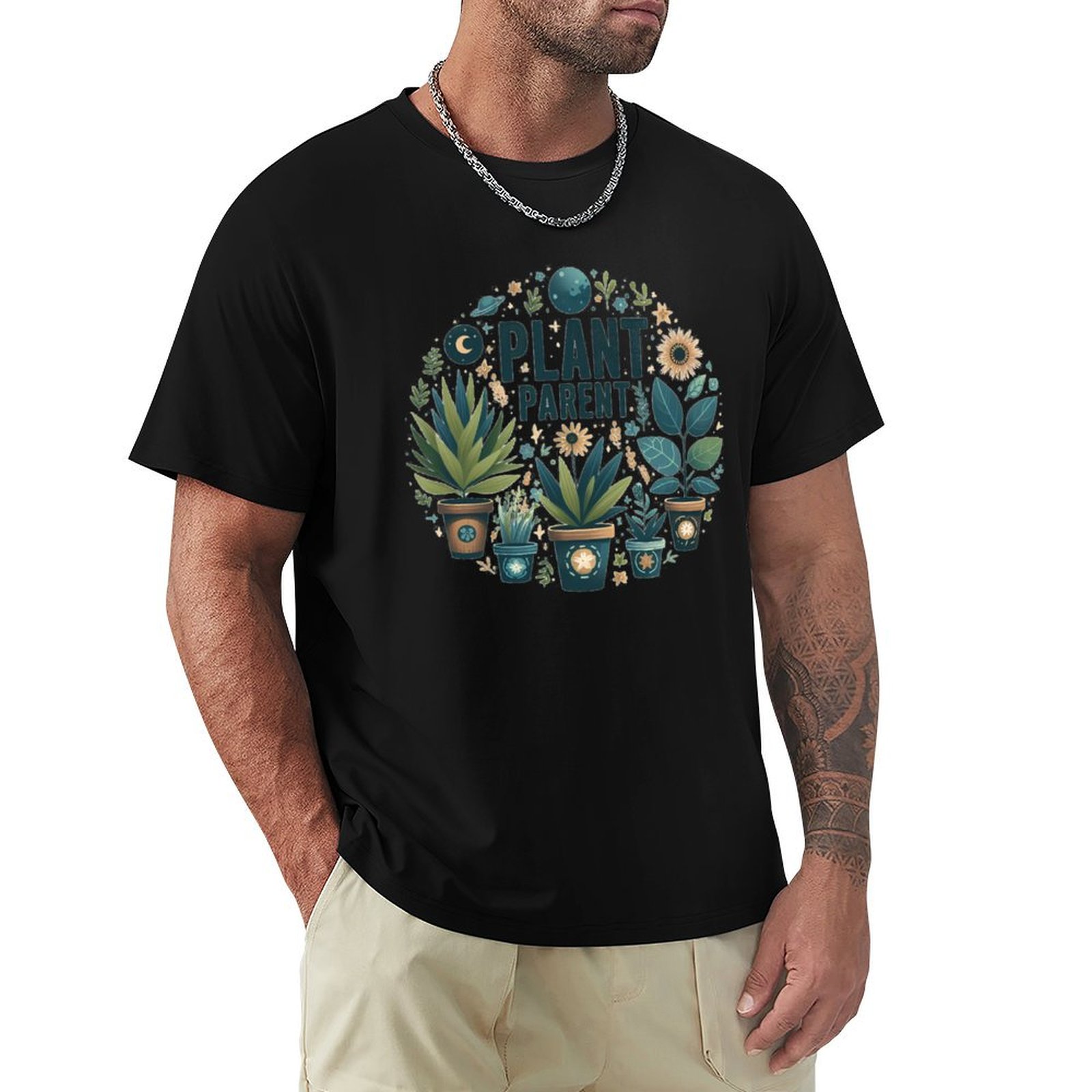 Plant Parent Shirt - Pflanzenliebhaber T-Shirt mit Kunstmuster Bedrucktes Freizeit-Oberteil